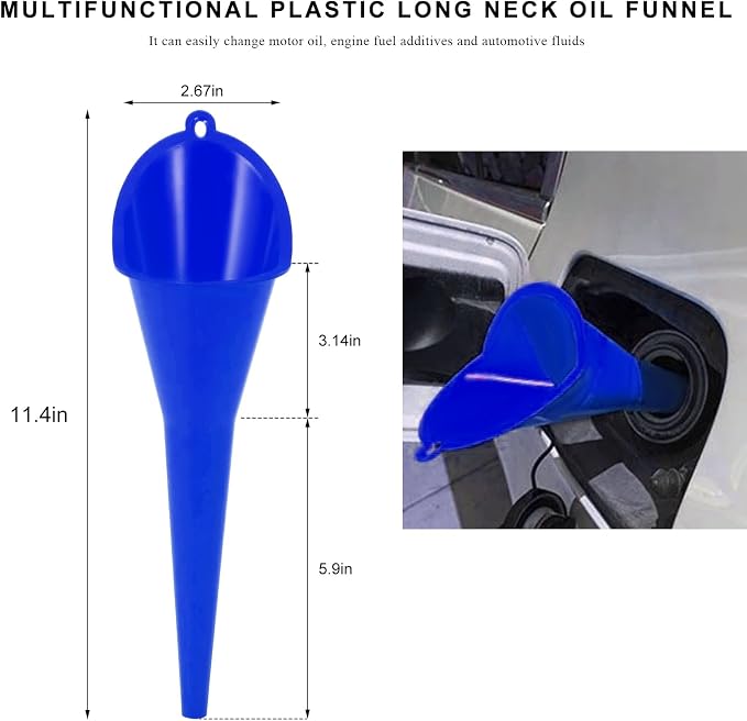Oil Funnel, Plastic Long Neck Multi-Purpose Spill Saver Funnel, Engine Oil - Image 2