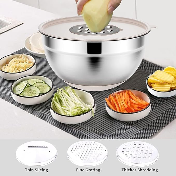 Rottay Mixing Bowls Set with Airtight Lids: 20PCS Stainless Steel Nesting Bowls - Image 3