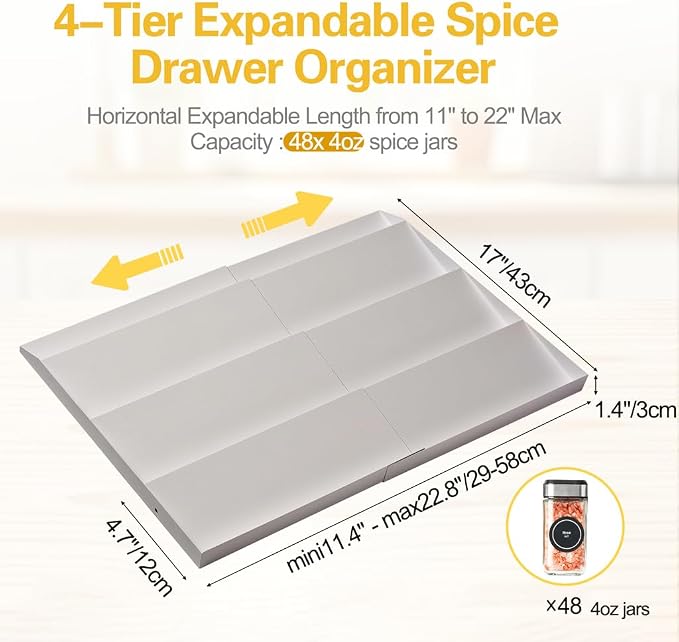 GOENDR Metal Spice Drawer Organizer, 4 Tier Spice Rack - Image 4