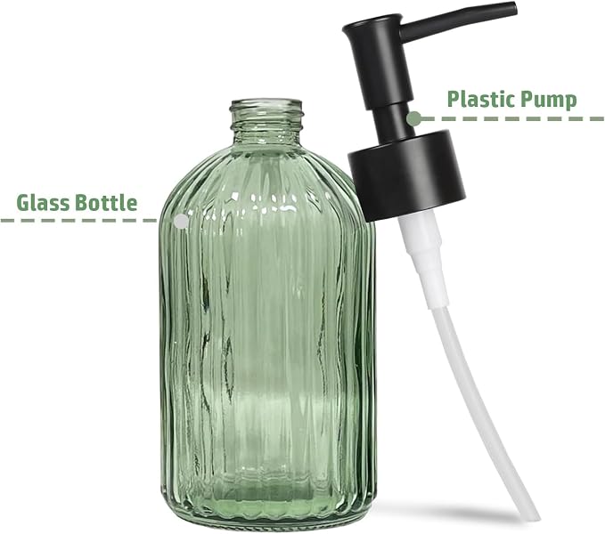14 Oz Black Pump Glass Soap Dispenser, - Image 4