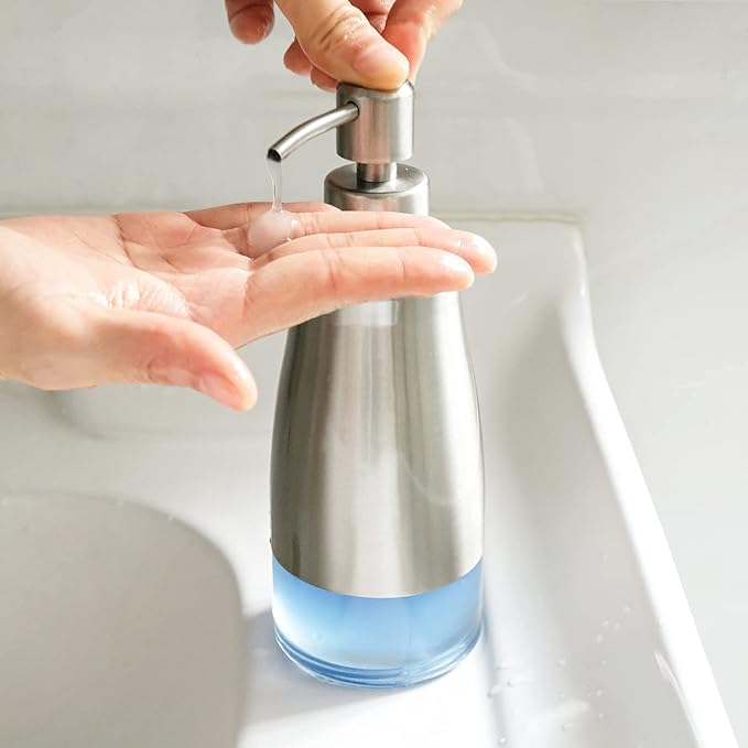AUMIO Dish Soap Dispenser with Stickers, Kitchen Soap Dispensers Brushed Nickel - Image 4
