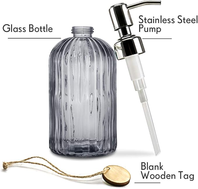 JASAI 18 Oz Vertical Stripes Kitchen Soap Dispenser - Image 2