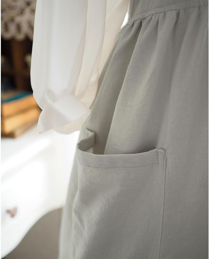 Uaussi Cotton Linen Apron Cross Back Work Apron - Image 4