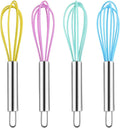 4 Pack Colorful Mini Silicone Kitchen Whisks by Newbested