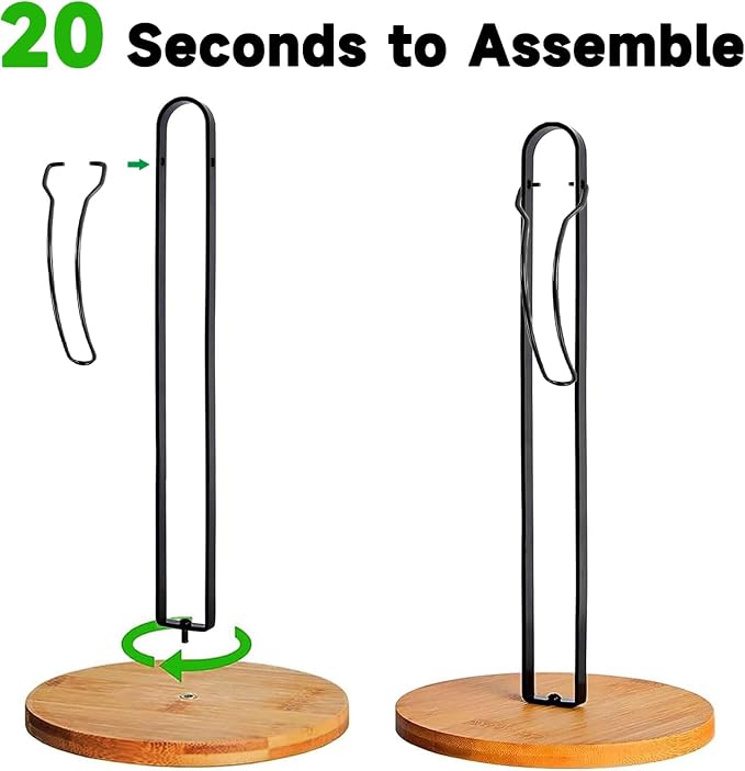 Wood Paper Towel Holder Countertop, TONLEA Kitchen Paper Towel Holder - Image 3