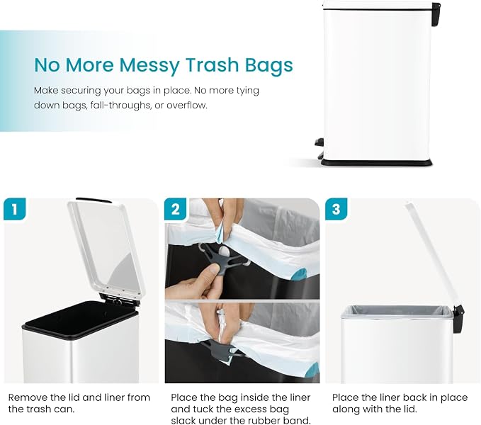 Home Zone Living 8 Gallon Slim Kitchen Trash Can - Image 4