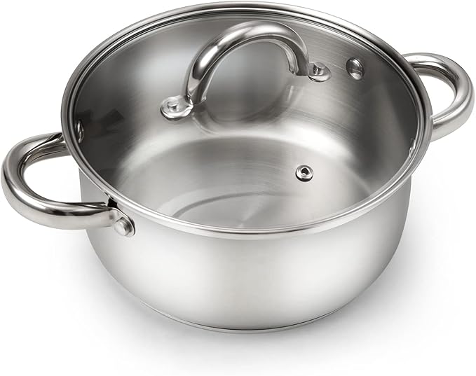 Cook N Home 3-Quart Stainless Steel Pot, Small Stock Pot by CookNHome