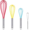 HOTEC 4 Pieces Silicone Whisks Set, Wire Balloon Whisks Egg Beater, Non-slip by Hotec