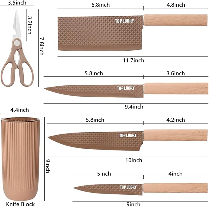 Knife Set, Wiztoynia 6-Piece Coffee Kitchen Knife Set - Image 6