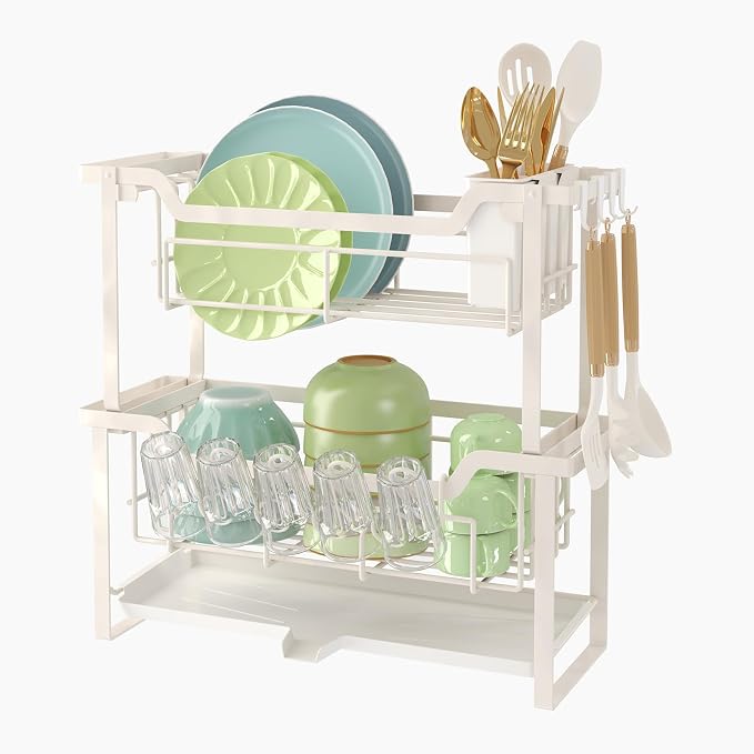 Dish Rack with Drainboard, Organizes Dishes and Bathroom Items - Image 7