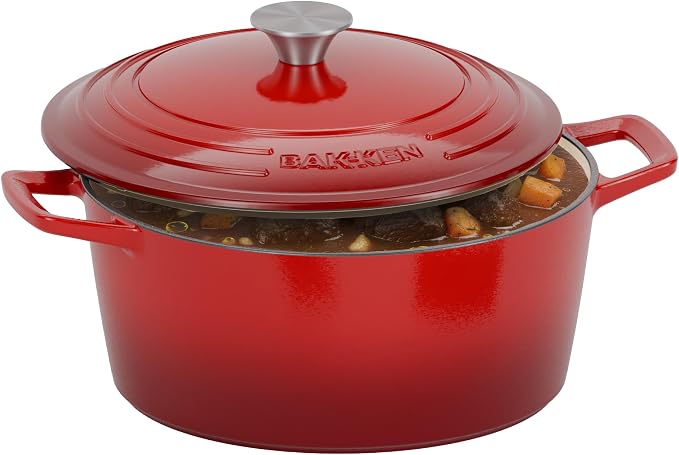 Bakken Enameled Cast Iron Dutch Oven Pot, 6QT Dutch Oven by BAKK%C3%8BNMASTER