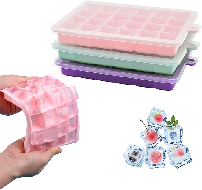 TAO CICADA Ice Cube Tray, 3 Pack Silicone Ice Cube Molds, Ice Cube Trays by TAO+CICADA