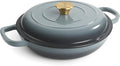 3 Quart Enameled Cast Iron Braiser, Non Stick Enameled Cast Iron Skillet by Fijinhom