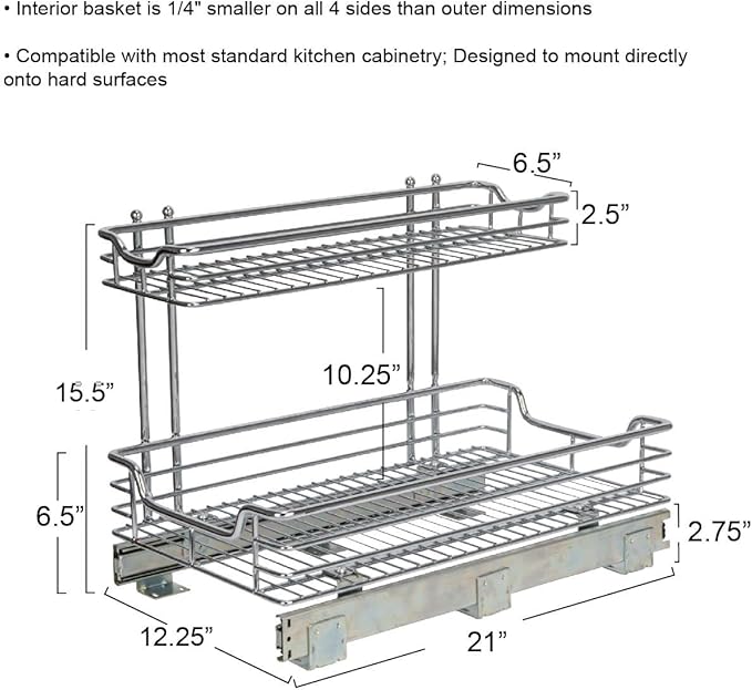 Household Essentials Glidez Multipurpose Chrome-Plated Steel Pull-Out/Slide-Out - Image 3