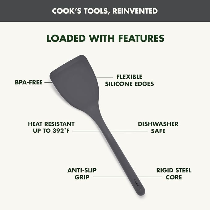 GreenPan Silicone Solid Turner Spatula, Flipping Cooking Kitchen Utensil - Image 4