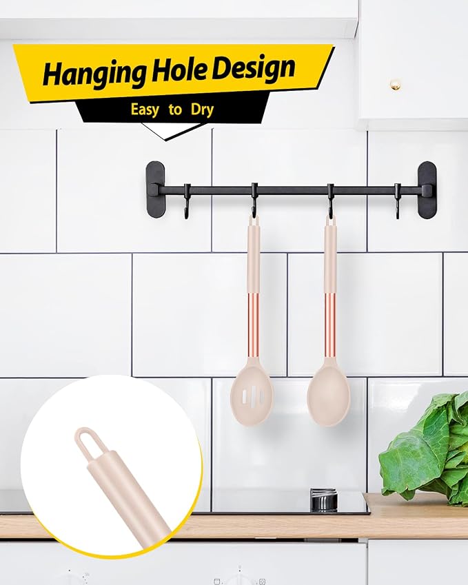 Pack of 2 Large Silicone Cooking Spoons, Non Stick Solid Basting Spoon - Image 6