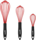 NileHome Silicone Whisk Set 8" 10" 12", 3 Pack Kitchen Whisk Kitchen Wisk Wire by NileHome
