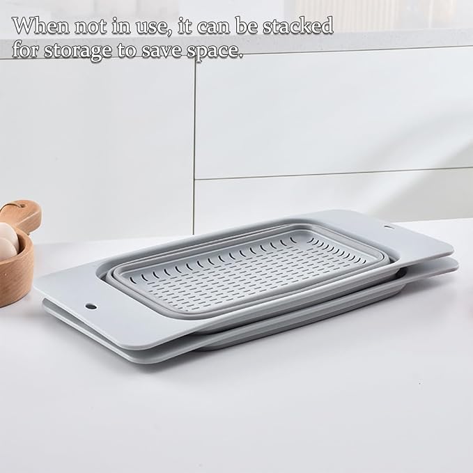 Collapsible Colander Silicone Kitchen Strainer, Over The Sink Strainer Basket - Image 3