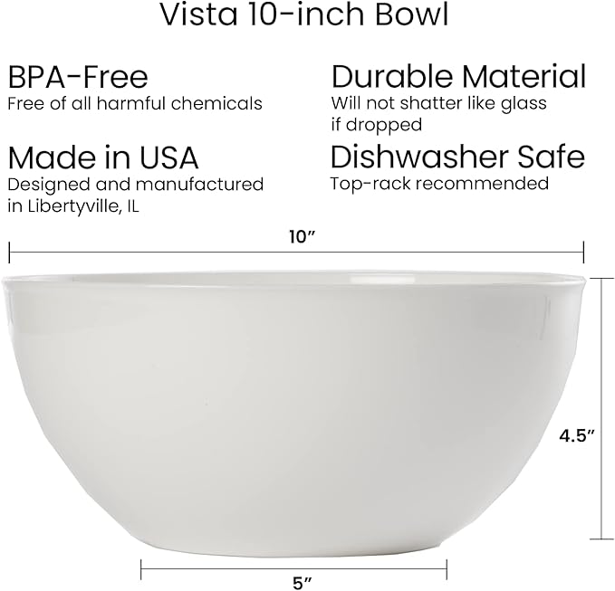 US Acrylic Vista White Plastic Salad and Serving 10-inch Bowls | set of 3 | - Image 5