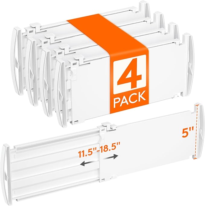 Lifewit 5" Tall 4 Pack Drawer Dividers, 30-47cm/11.5-18.5" Expandable Drawer by Lifewit
