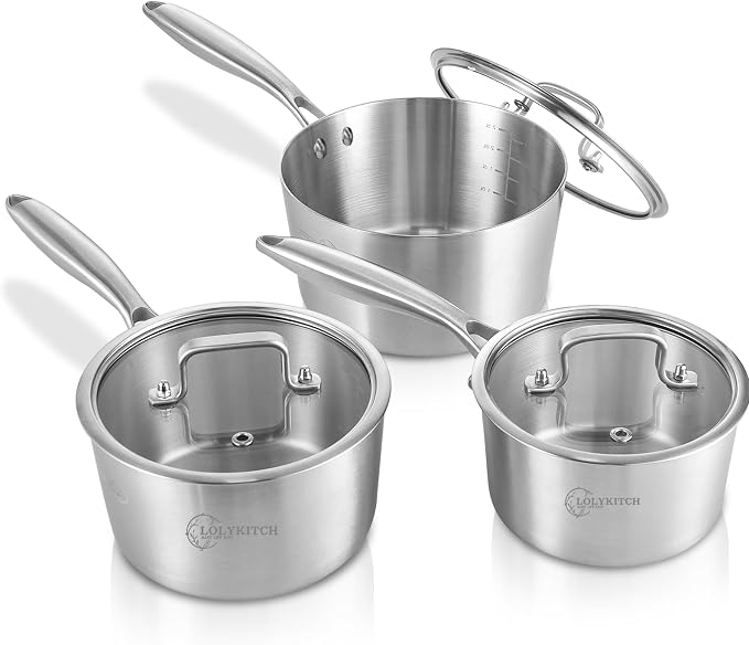 LOLYKITCH Tri-Ply Stainless Steel Saucepan Set by LolyKitch