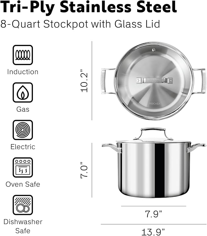 8 Quart Stainless Steel Stock Pot - Image 2