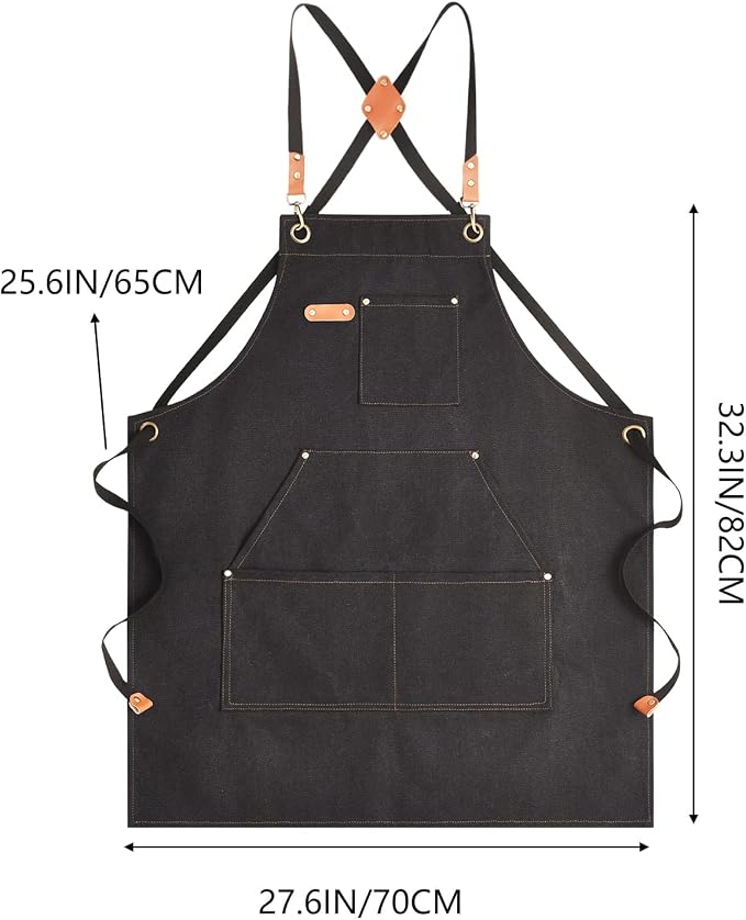 Aoomzoon Canvas Aprons for Men Chef Apron, Work Apron - 16oz Heavy Duty Cross - Image 7