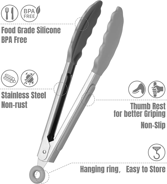 Hotec Mini Silicone Kitchen Tongs - Image 5