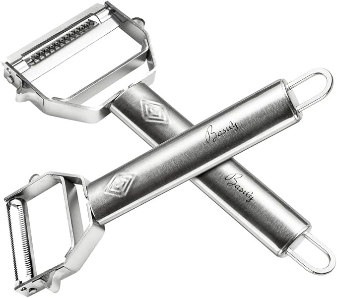 Basily Premium Julienne and Serrated Stainless Steel Peeler by MEKBOK