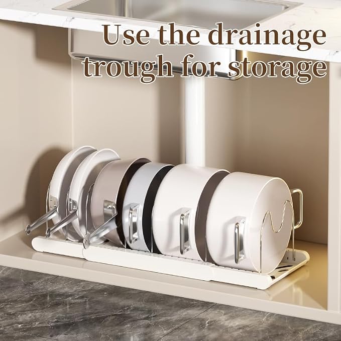 Expandable Pots and Pans Organizer Under Cabinet, 7 Stainless Steel Dividers - Image 6