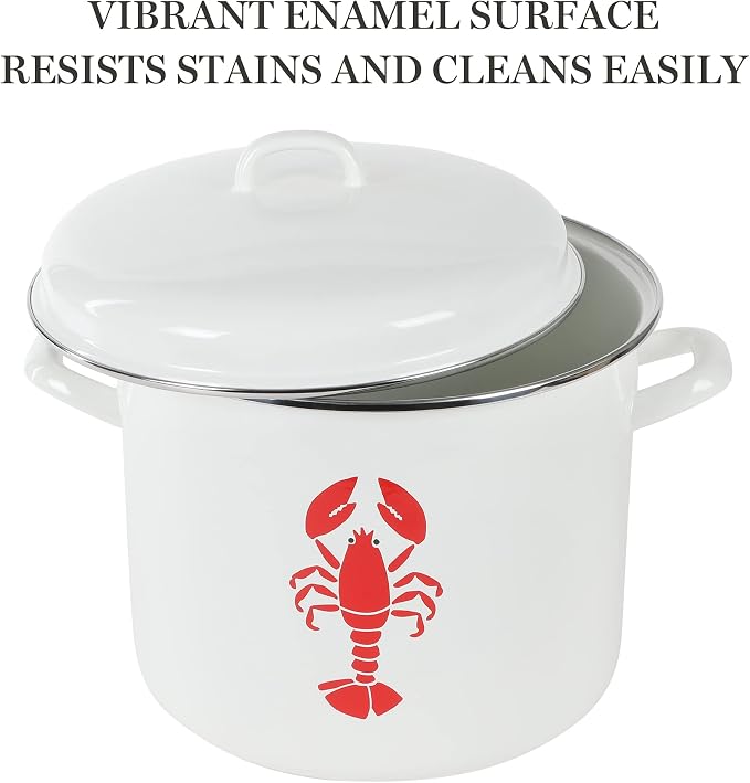 Martha Stewart 16-Quart Enamel on Steel Scratch-Resistant Lobster Stock Pot – - Image 4