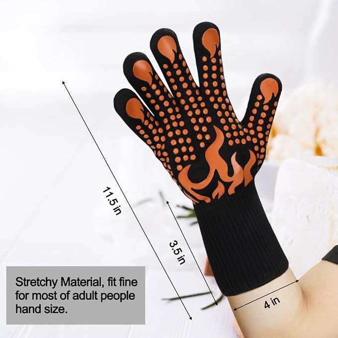 Comsmart BBQ Gloves, 1472°F Heat Resistant Grilling Gloves Silicone Non-Slip - Image 3