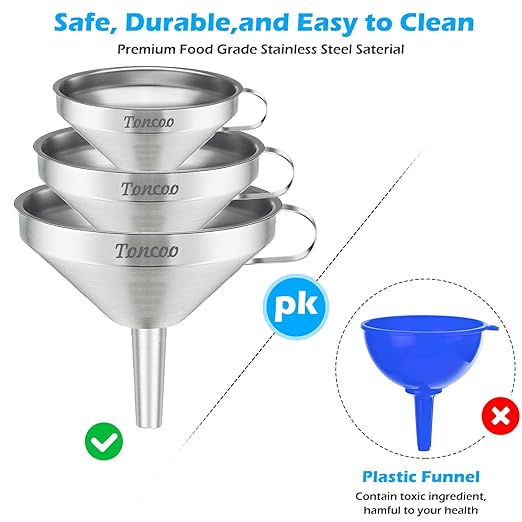Toncoo 3 Pack Stainless Steel Funnels - Image 4