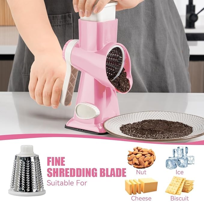 KEOUKE Rotary Cheese Grater Hand Crank Pink - Image 3