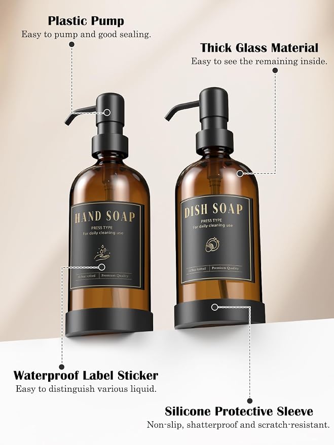 Luxspire Soap Dispenser Set, Hand Soap Dispensers - Image 2
