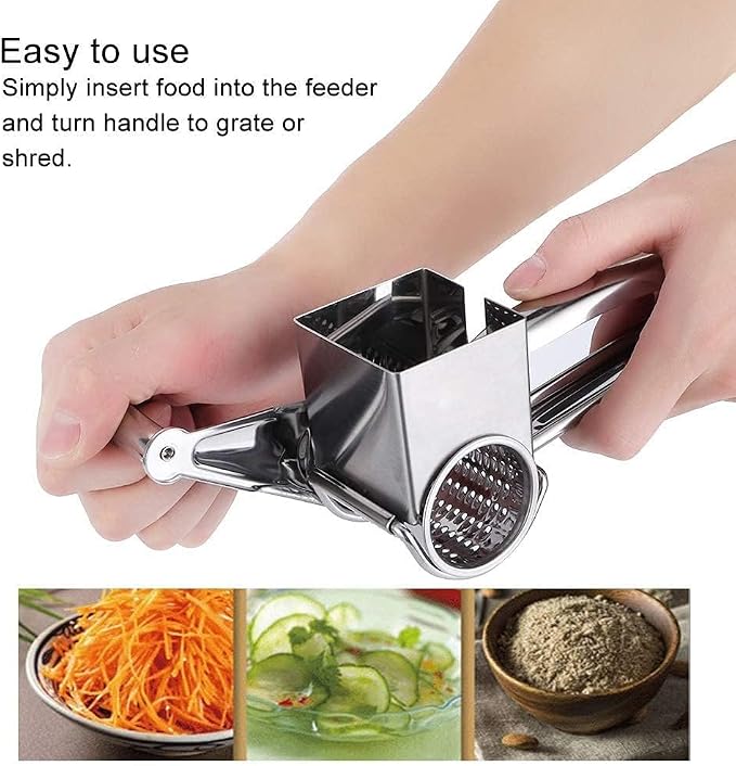 Stainless Steel Single Drum Rotary Cheese Grater, Mozzerella, Vegetables and - Image 2