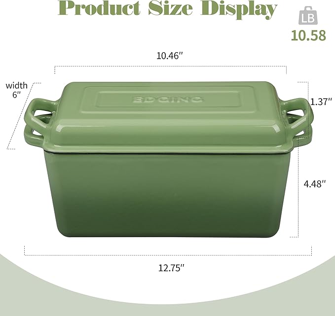EDGING CASTING Enameled Cast Iron Dutch Oven, Oblong Bread Oven - Image 2