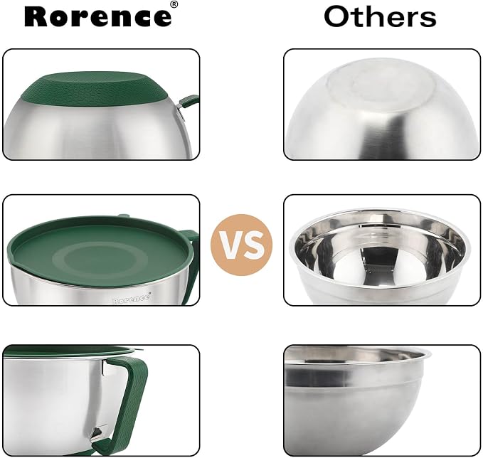Rorence Mixing Bowls Set: Stainless Steel Non-Slip Bowls - Image 5