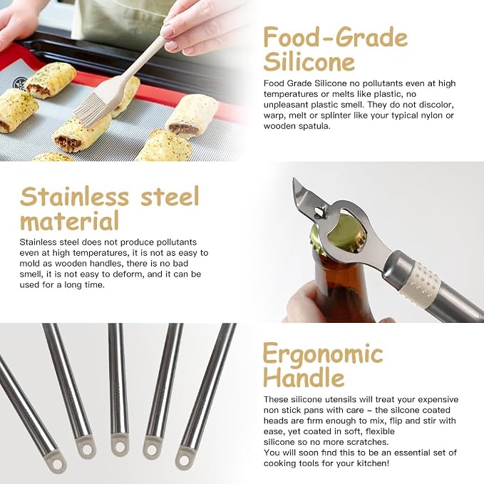 Kitchen Utensil Set-Silicone Cooking Utensils-33 Kitchen Gadgets & Spoons - Image 5