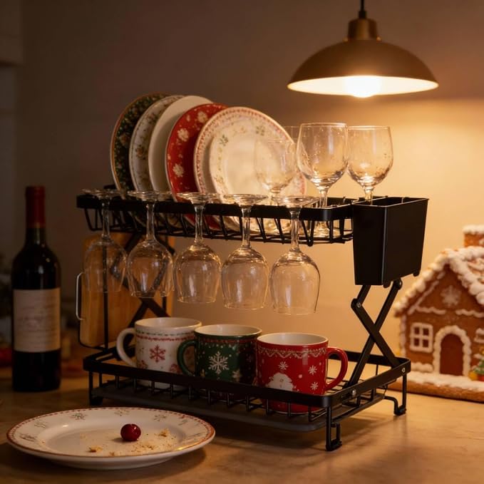2-Tier Dish Racks for Kitchen Counter, Stainless Steel Kitchen Dish Drying Rack - Image 9