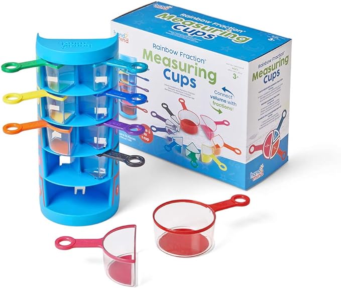 hand2mind Rainbow Fraction Measuring Cups, Kids Montessori Kitchen Tools by hand2mind