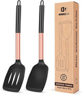 Pack of 2 Silicone Solid Turner, Non Stick Slotted Kitchen Spatulas, High Heat by BUNDLEPRO