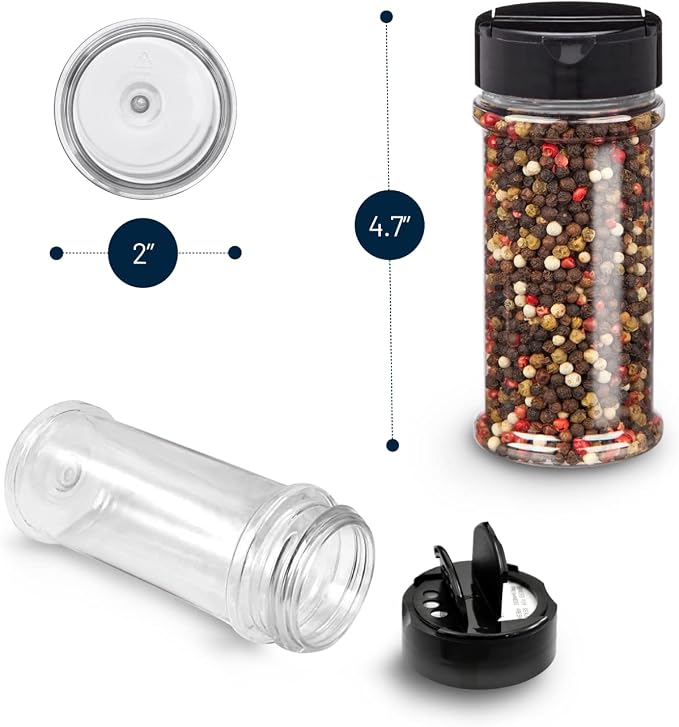 RoyalHouse 12 Pack 5.5 Oz Plastic Spice Jars - Image 2