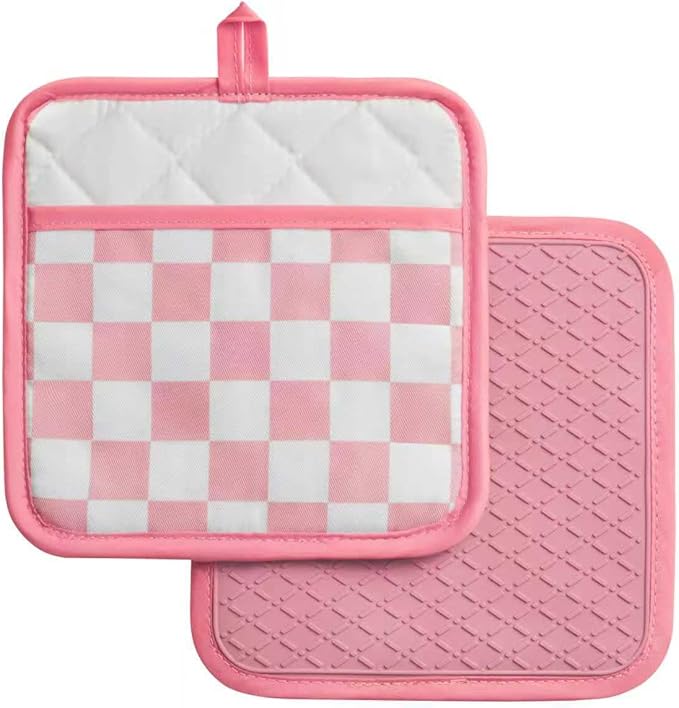 Ohocut Pink Checkered Pot Holder, Checkerboard Potholders by Ohocut
