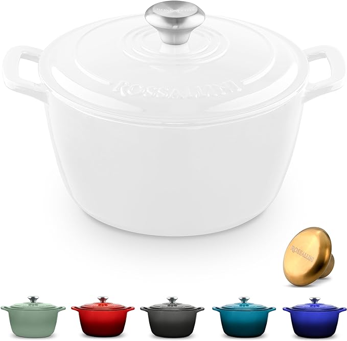 ROSSALLINI Signature Enameled Cast Iron Dutch Oven, Non-Stick Serving Pot by RossalliniSignatureStoneware