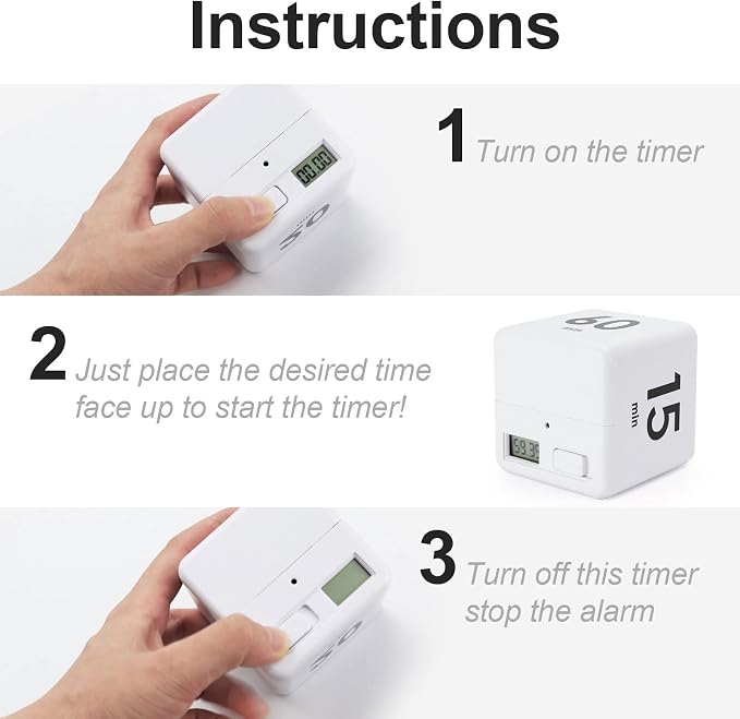 Feilifan Cube Timer, Productivity Cube Rotating Timer - Image 3