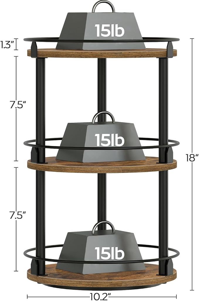 YATINEY Spice Rack, 3-Tier Turntable Organizer - Image 7