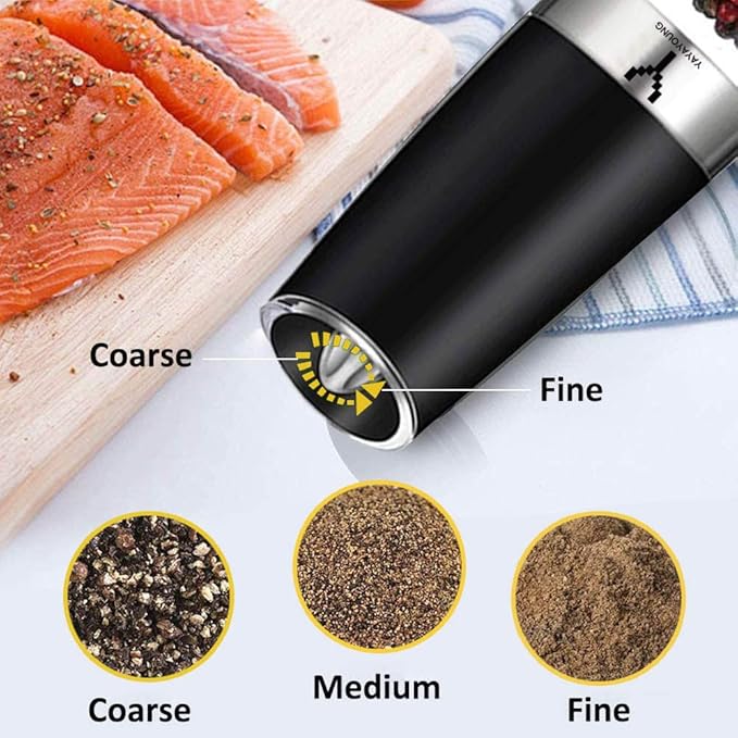 Gravity Electric Grinder set of 2, Automatic Pepper and Salt Mill Grinder - Image 4