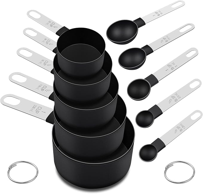Measuring Cups and Spoons Set, 10 Pieces Nesting Measure Tools, Kitchen by FONYA