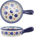 Vintage Style Blue Flowers Phalaenopsis Pottery Bakeware Ceramic Casserole Dish by Bicuzat